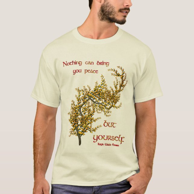 Flowers Inspirational Inner Peace Quote  T-Shirt (Front)