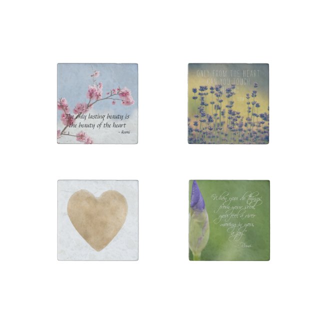 Flowers Inspirational quote Stone Magnet (Front)