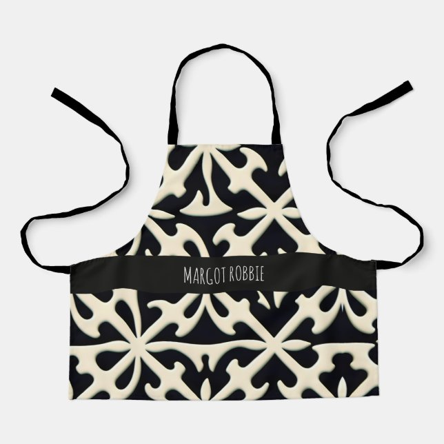 Flowers Isometric Monochromical Botanical Pattern Apron (Front)