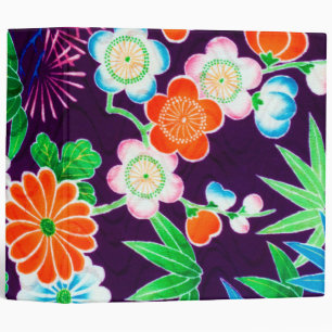 Flowers, Japanese Design 3 Ring Binder