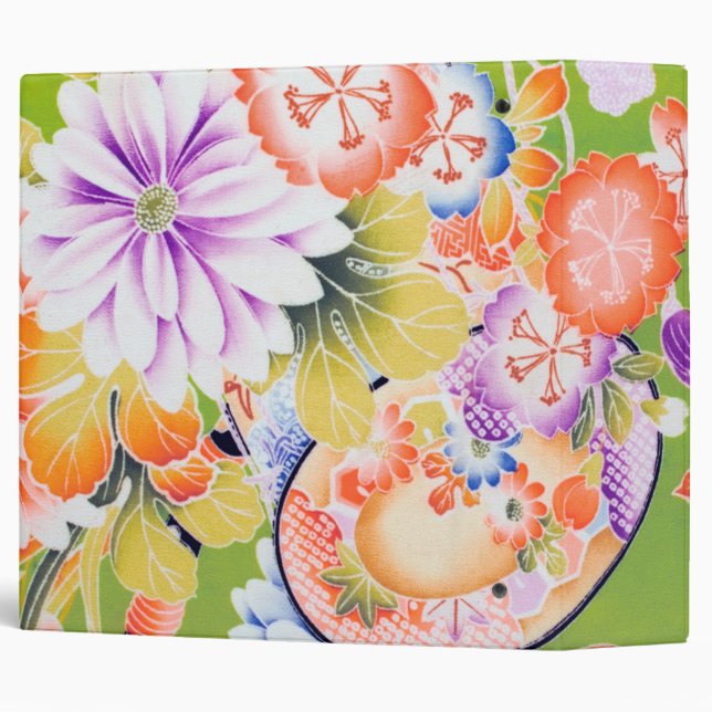 Flowers, Japanese Design 3 Ring Binder (Back/Spine)