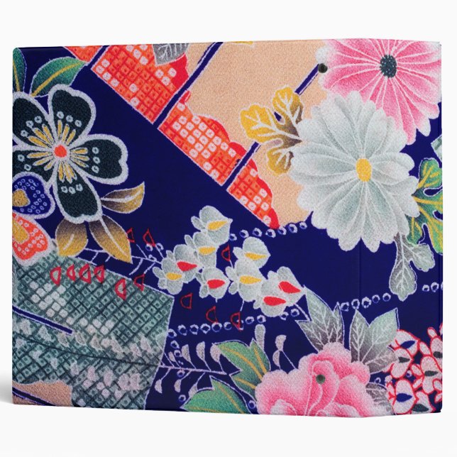 Flowers, Japanese Design 3 Ring Binder (Back/Spine)
