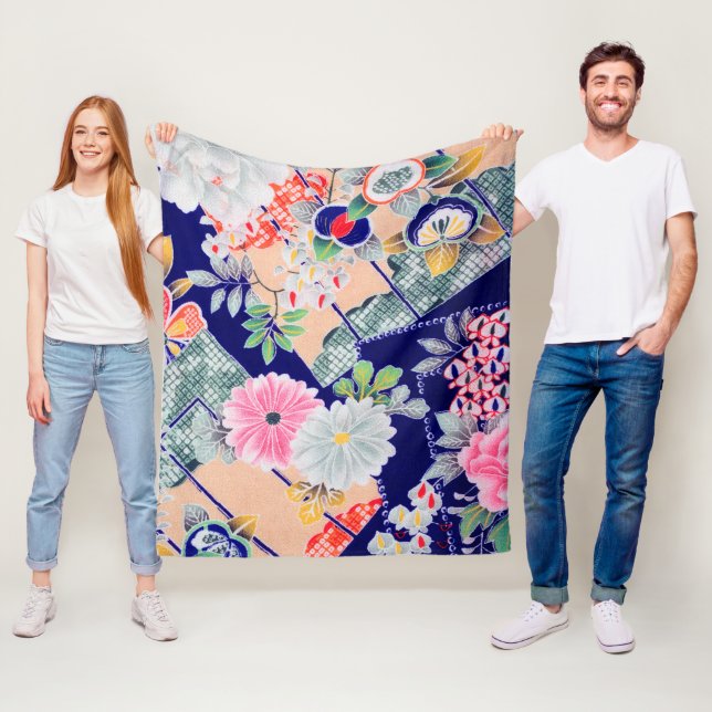 Flowers, Japanese Design Fleece Blanket (In Situ)