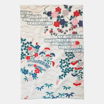 Flowers  Japanese Design Kitchen Towel by Wagaraya at Zazzle