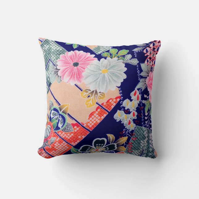 Flowers, Japanese Design Throw Pillow (Front)