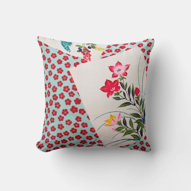 Flowers, Japanese Design Throw Pillow (Front)