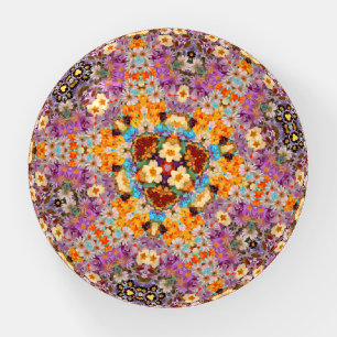 Flowers Kaleidoscope Style Art Glass Paperweight