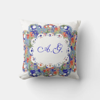 Flowers, Lace and Monogramm Pillow