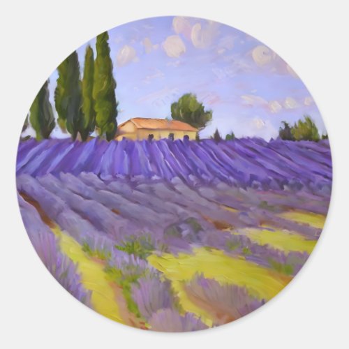 Flowers Lavender fields  Classic Round Sticker
