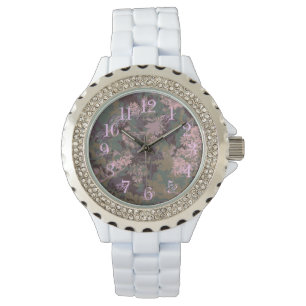 Flowers, leafs, and camouflage watch