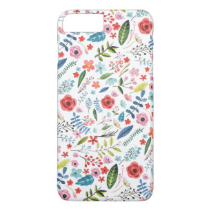 Flowers & Leafs Colorful Watercolors Pattern iPhone 8 Plus/7 Plus Case