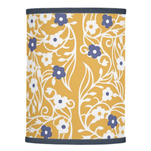 Flowers leaves vines abstract ochre white lamp shade