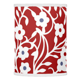 Flowers, leaves, vines, burgundy, white, blue lamp shade