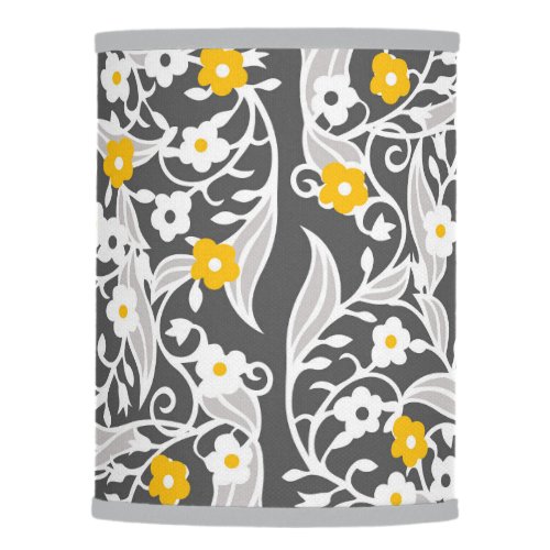 Flowers leaves vines grey white yellow lamp shade