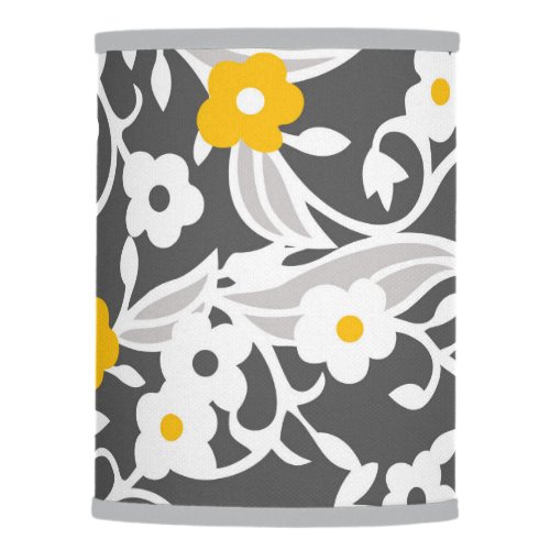 Flowers leaves vines grey white yellow lamp shade
