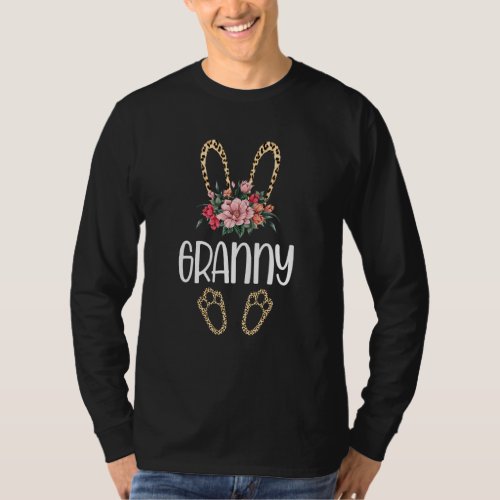 Flowers Leopard Granny Bunny Easter Day Cute Women T_Shirt