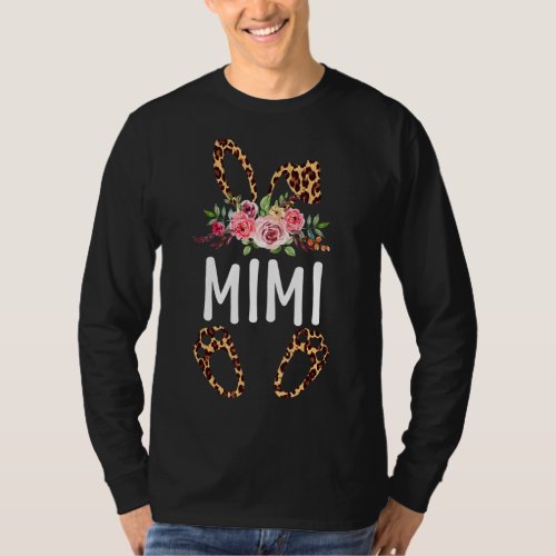 Flowers Leopard Mimi Bunny Happy Easter Mothers D T_Shirt