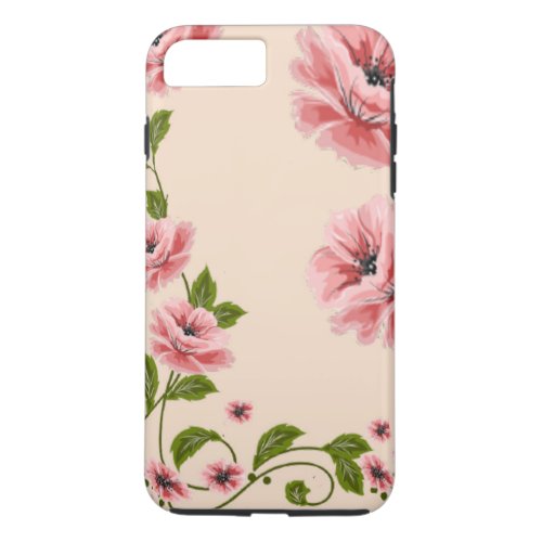 flowers Light Pink unique design Vintage flora iPhone 8 Plus7 Plus Case
