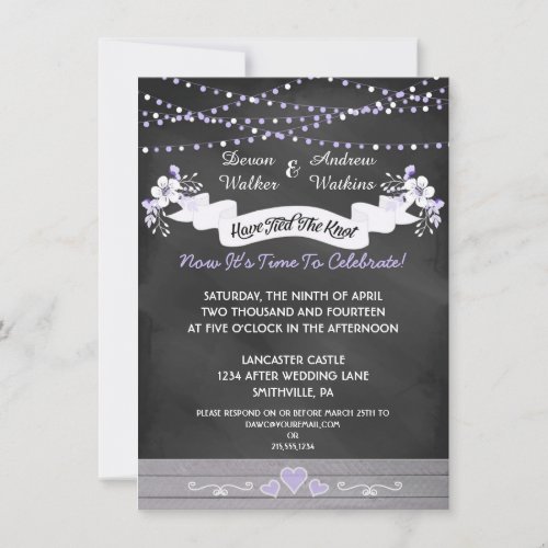 Flowers &amp; Lights Chalkboard Post Wedding Invite