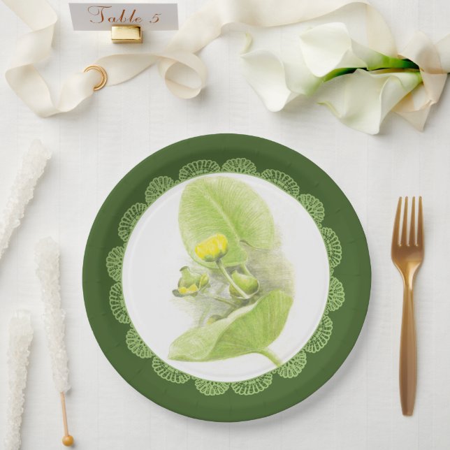 Flowers lilies paper plates (Wedding)