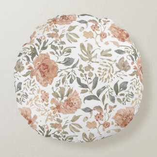Flowers Line Pattern Rounded Pillowcase Round Pillow