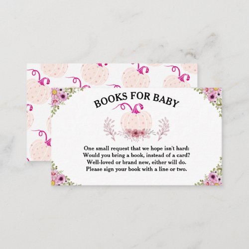 Flowers Little Pumpkin Baby Shower Books for Baby Enclosure Card