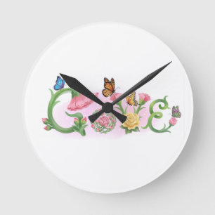 Flowers Love Round Clock