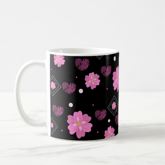 Flowers Love Valentine Pattern Coffee Mug (Left)