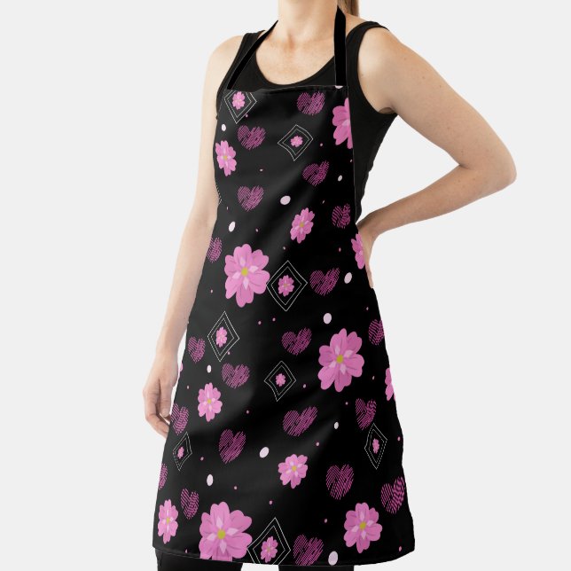 Flowers Love Valentine Pattern Throw Pillow Apron (Insitu)