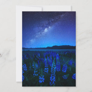 Flowers Lupines Blooming at Night Lake Tekapo Thank You Card