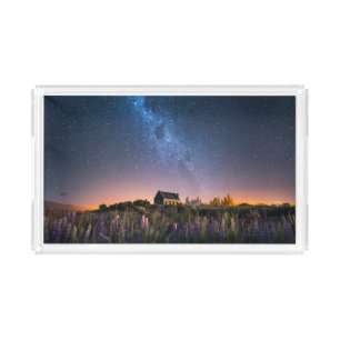 Flowers   Lupines Blooming Lake Tekapo New Zealand Acrylic Tray