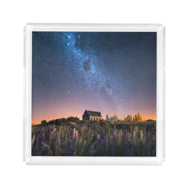 Flowers | Lupines Blooming Lake Tekapo New Zealand Acrylic Tray (Front)