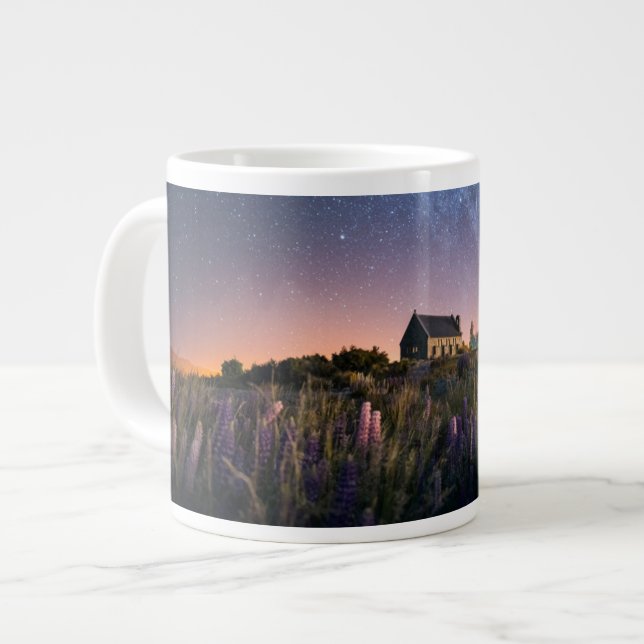Flowers | Lupines Blooming Lake Tekapo New Zealand Giant Coffee Mug (Front Left)