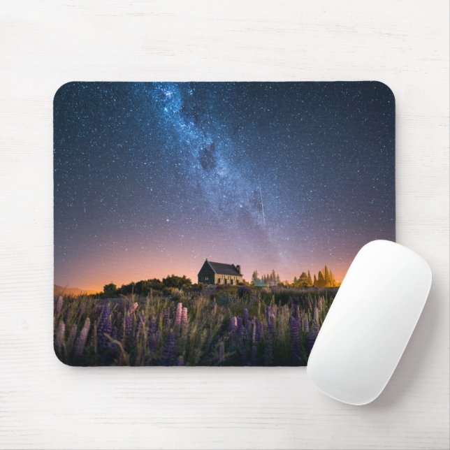Flowers | Lupines Blooming Lake Tekapo New Zealand Mouse Pad (With Mouse)