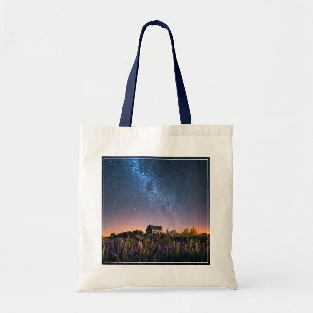 Flowers | Lupines Blooming Lake Tekapo New Zealand Tote Bag (Front)