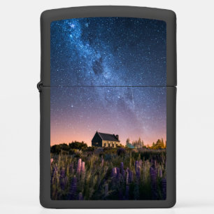 Flowers   Lupines Blooming Lake Tekapo New Zealand Zippo Lighter