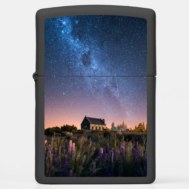 Flowers | Lupines Blooming Lake Tekapo New Zealand Zippo Lighter (Front)