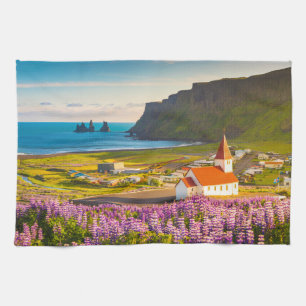 Flowers   Lupines in Bloom Southern Iceland Kitchen Towel