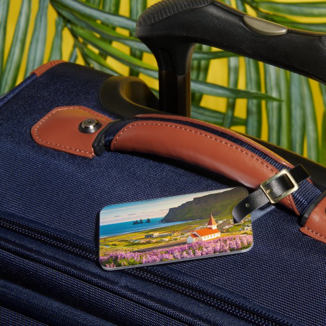 Flowers | Lupines in Bloom Southern Iceland Luggage Tag (Front Insitu 3)