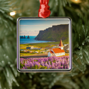 Flowers Lupines in Bloom Southern Iceland Metal Ornament