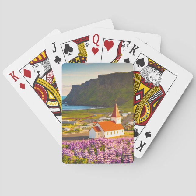 Flowers | Lupines in Bloom Southern Iceland Poker Cards (Back)