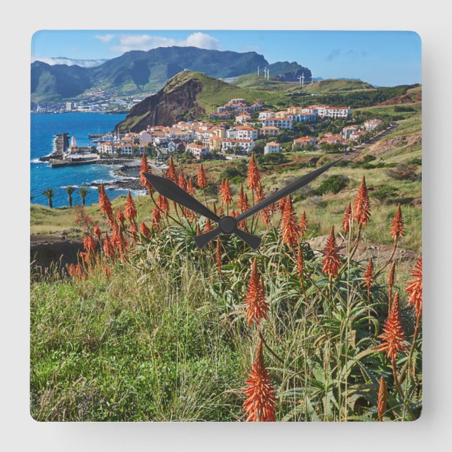 Flowers | Madeira Island Portugal Square Wall Clock (Front)