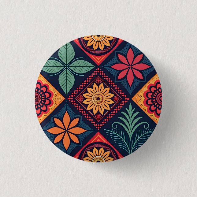 Flowers Magic Pattern Button (Front)