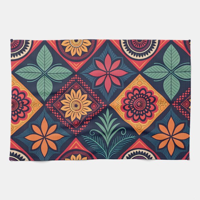 Flowers Magic Pattern Kitchen Towel (Horizontal)