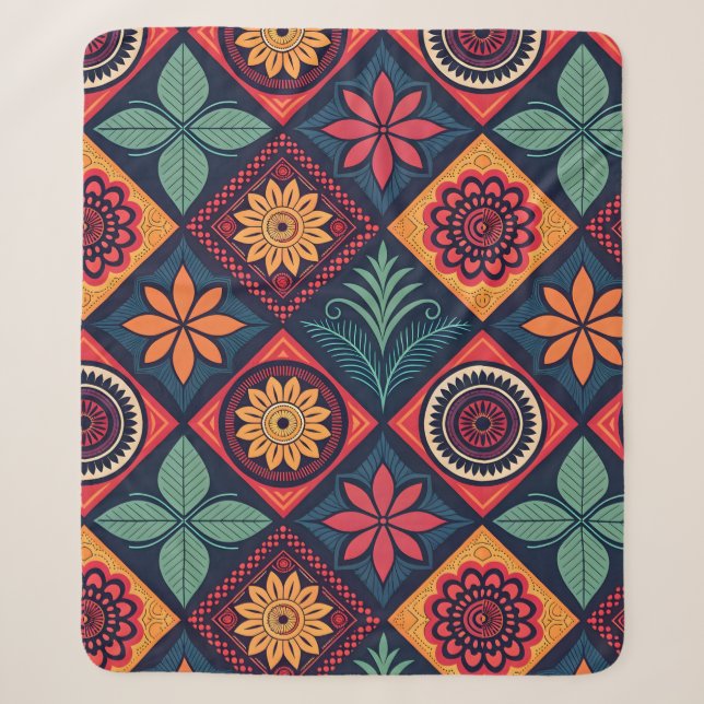 Flowers Magic Pattern Sherpa Blanket (Front)