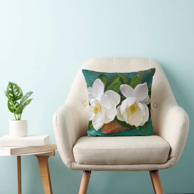Flowers | Magnolia Flower Throw Pillow (Chair)