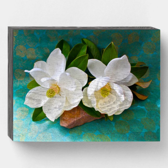 Flowers | Magnolia Flower Wooden Box Sign (Front Horizontal)