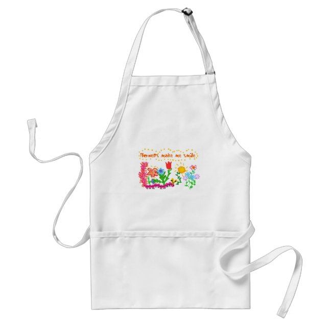 Flowers Make Me Smile Adult Apron (Front)