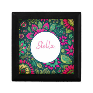 Flowers Mandala Blossoms pink green Gift Box