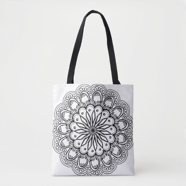 Flowers mandala hand drawing tote bag (Front)
